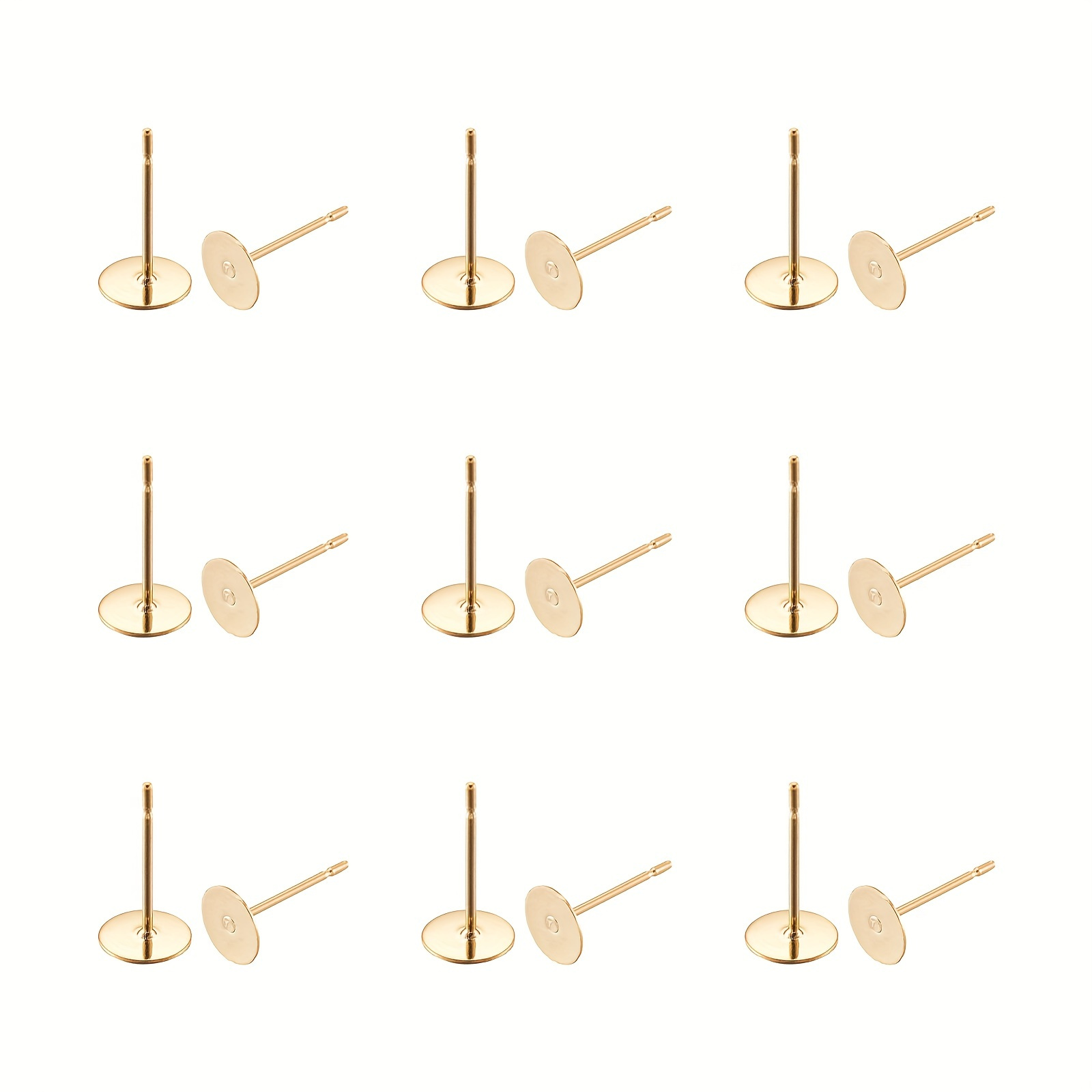 

100pcs 24k Gold Plated 304 Stainless Steel Stud Earring Findings Diy Accessories