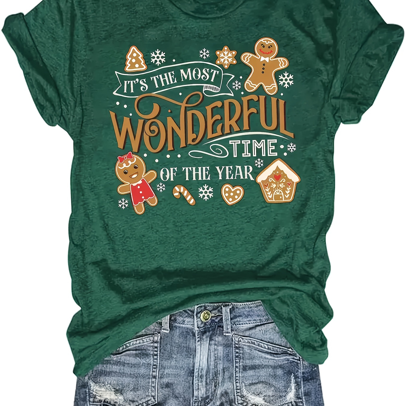 

Holiday Orientation - Christmas - Printed Round Neck T-shirt - Casual Fun - - Soft And Comfortable - Women's Wear