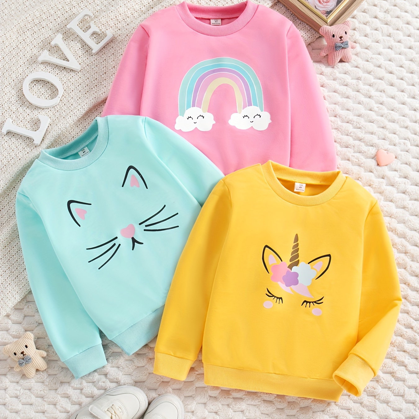 

3pcs , Sweatshirt Unicorn & , New 's For Kids