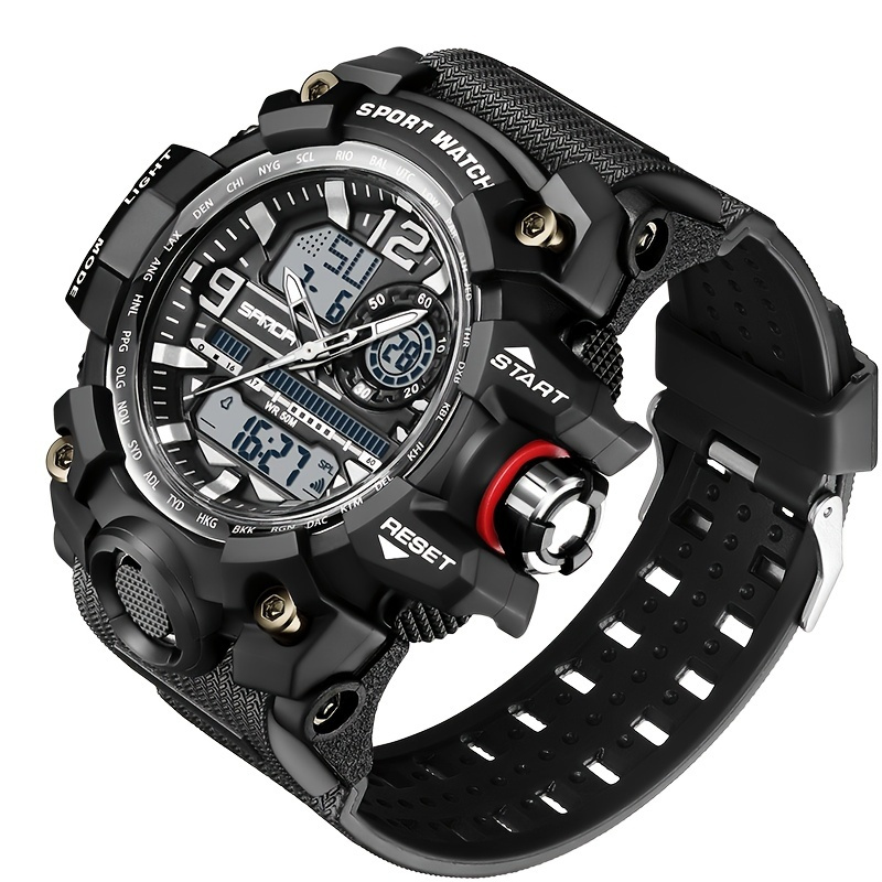 BASUMIU Mens Sports Watches Waterproof Analog Digital Sports Watch  Electronic Tactical Army Watches for Men