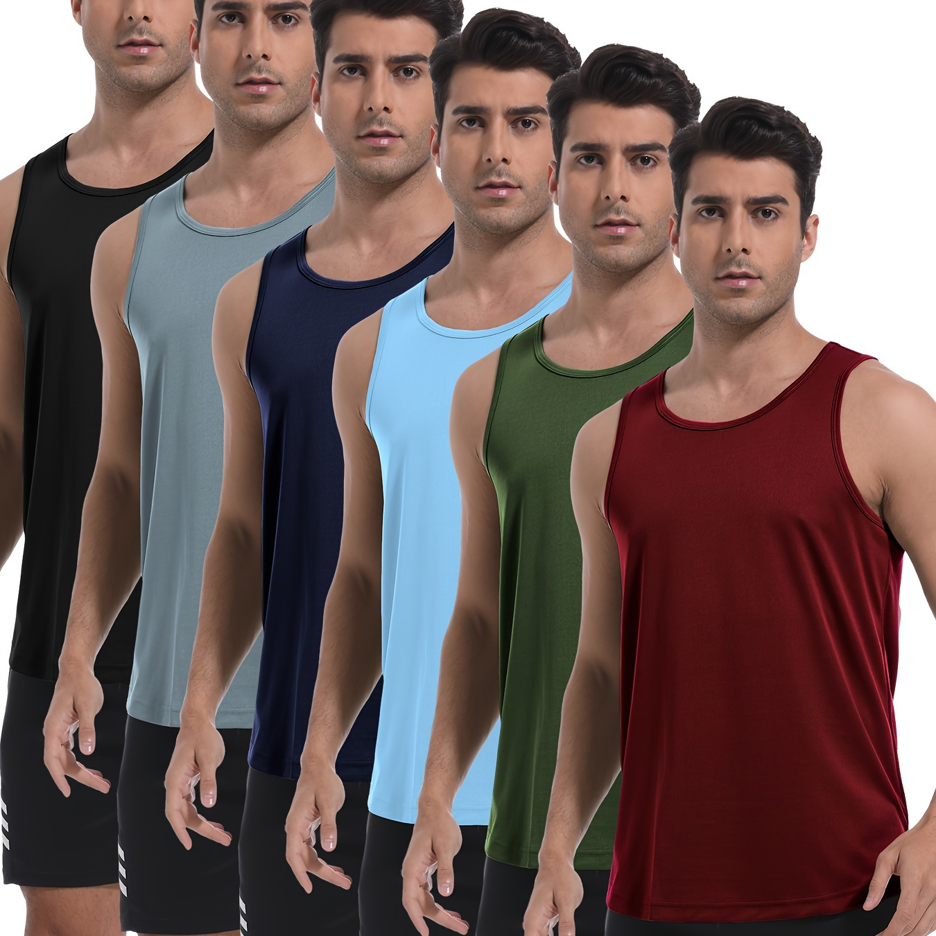 

6-pack Men's Athletic Tank Tops - Moisture-wicking Quick-dry Shirts For Outdoors & Sports