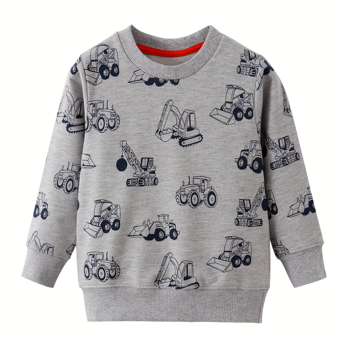 

Excavator Allover Pattern Print Sweatshirt For Boys - Keep Him Warm And Trendy!