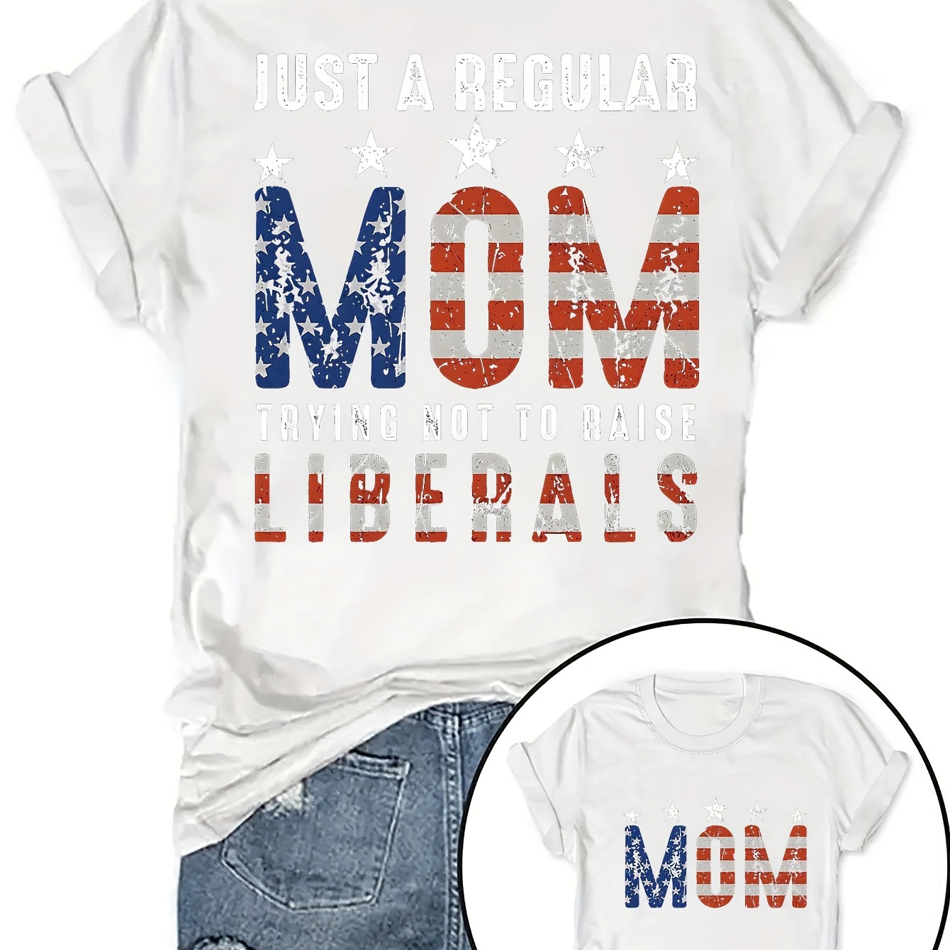 

Mother's Day Mom Letter Print T-shirt, Short Sleeve Crew Neck Casual Top For Summer & Spring, Women's Clothing