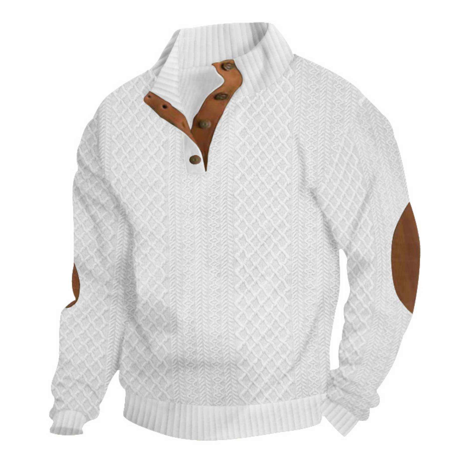 

Autumn And Winter Men's Outdoor Casual Stand Collar Long Sleeve Jacquard Knit Pullover Hoodie