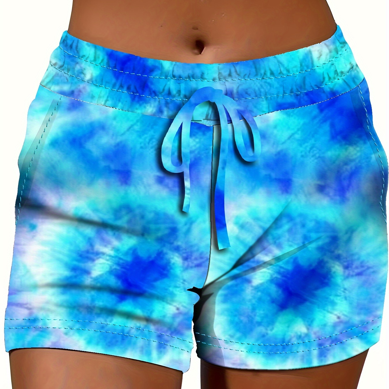 

Tie Dye Drawstring Shorts, Casual Elastic Waist Slant Pocket Shorts For Spring & Summer, Women's Clothing