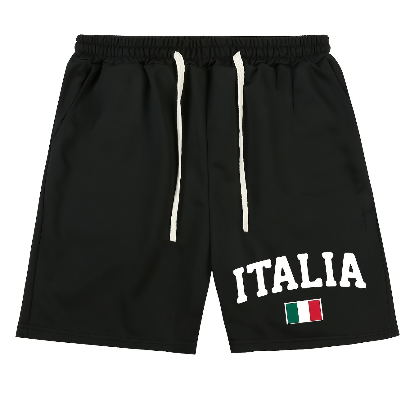 

Men's Casual Italia Print Sports Shorts, Summer Fashion Drawstring Shorts For Gym & Outdoor Activities