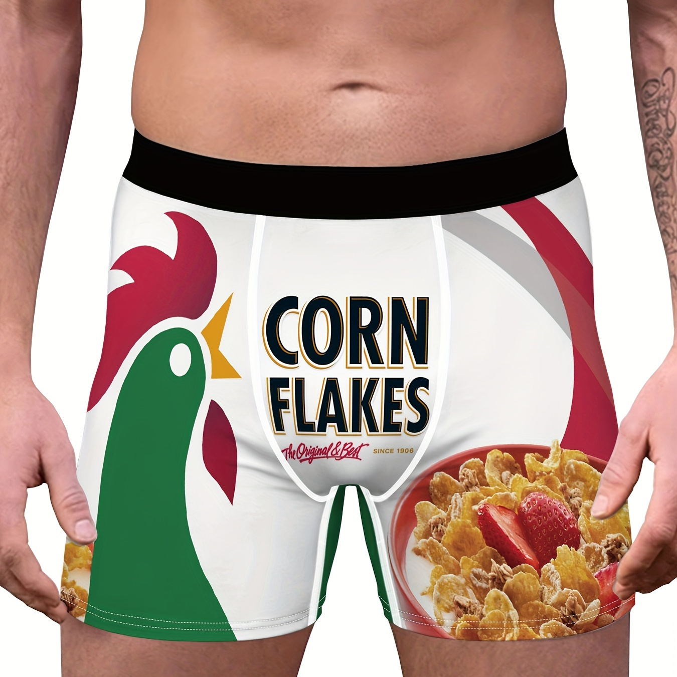 Men's Corn Flakes Snack Print Leggy Funny Boxer Briefs - Temu Canada