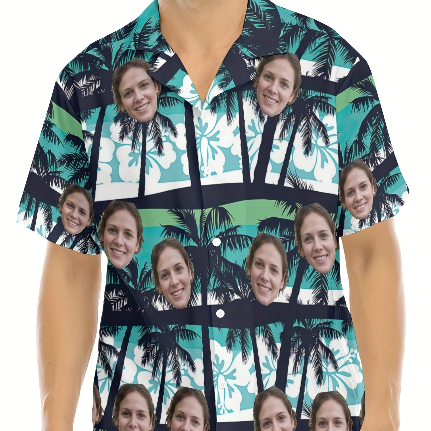 

Coconut Tree Face 3d All Over Print Men's Casual Short Sleeve Button Down Lapel Shirt For Summer Holiday