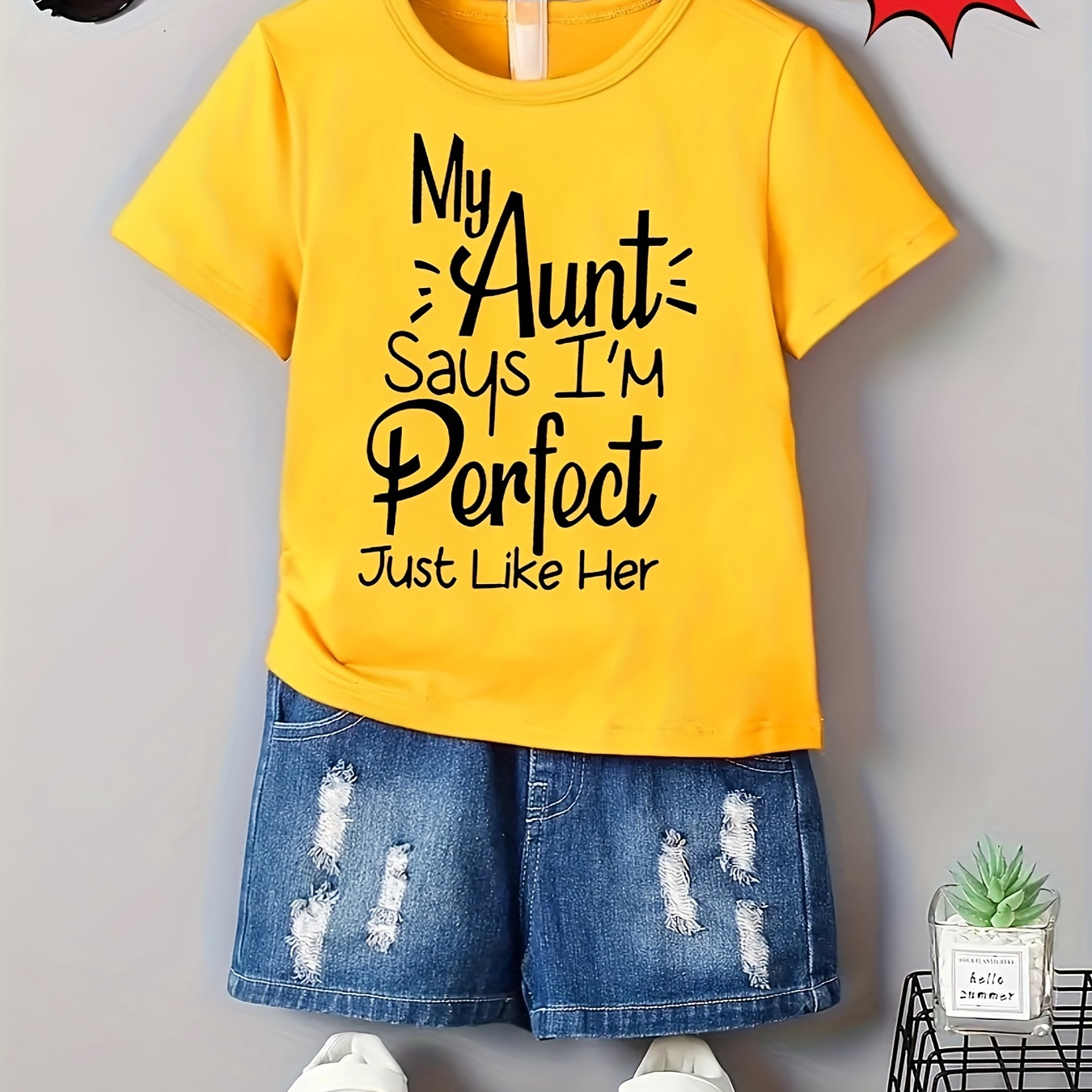 

Casual Trendy Boys' Summer Top - My Aunt Says... Print Short Sleeve Crew Neck T-shirt - Trendy Tee Tops Gift