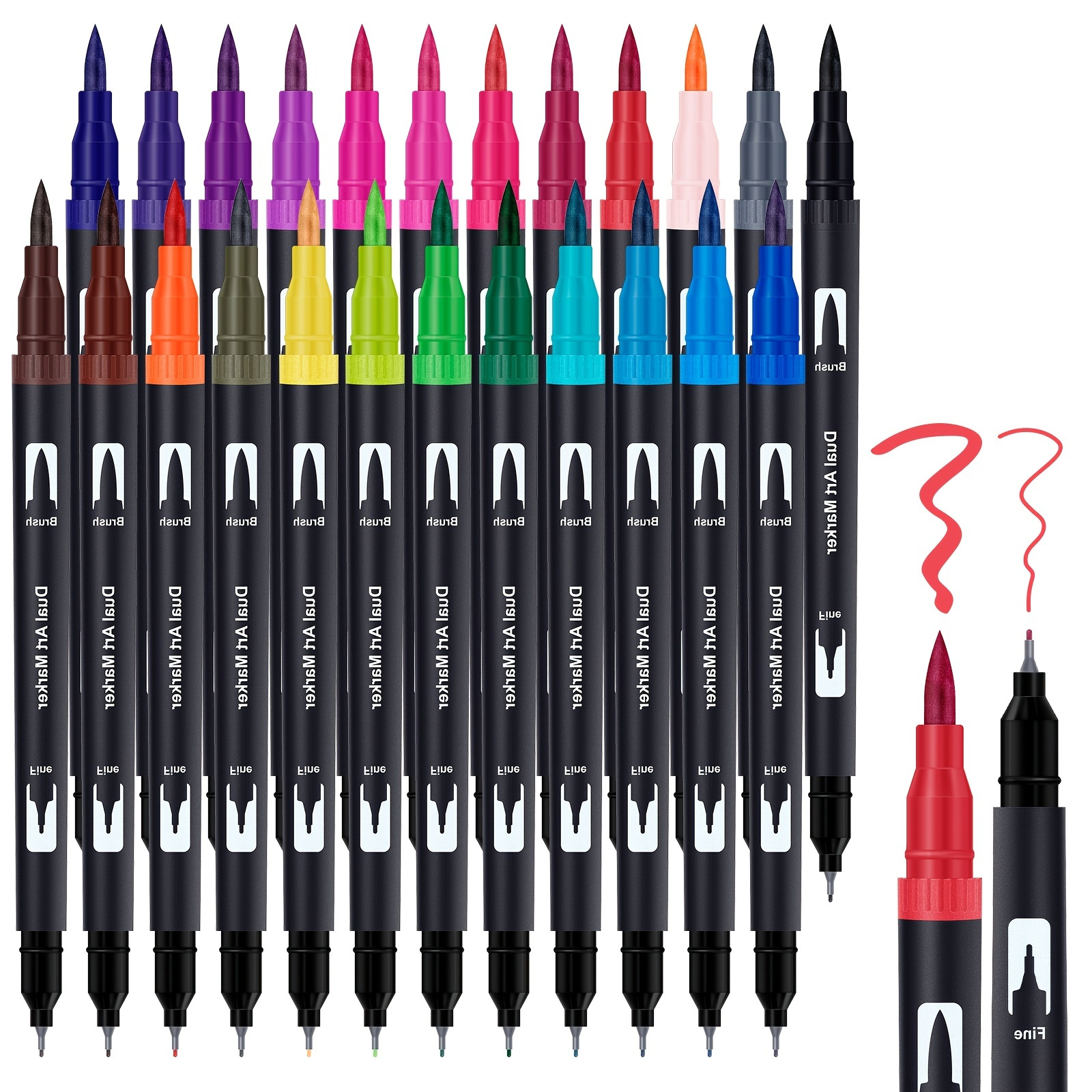 6ct Black Edition Felt Tip Brush Pen – Toy Town