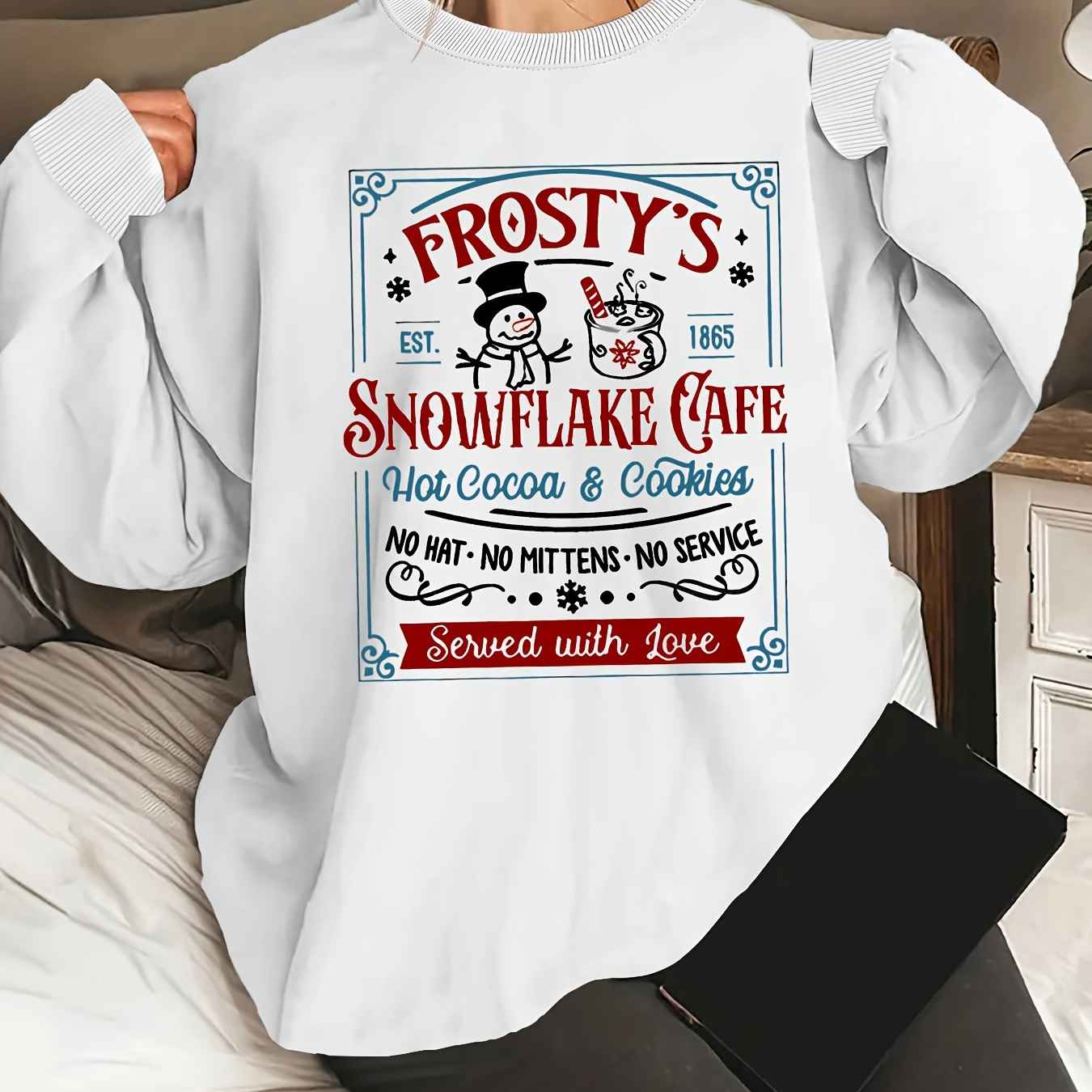 

Plus Size Snowman Print Sweatshirt, Casual Long Sleeve Crew Neck Pullover Sweatshirt, Women's Plus Size clothing
