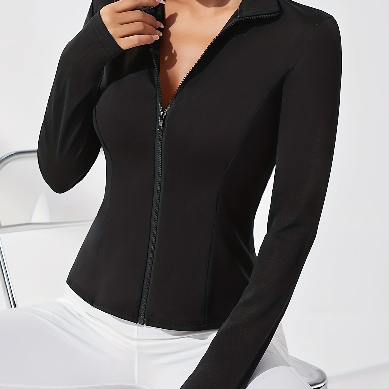 

Veste de Sport de Yoga de Base avec Fermeture Éclair