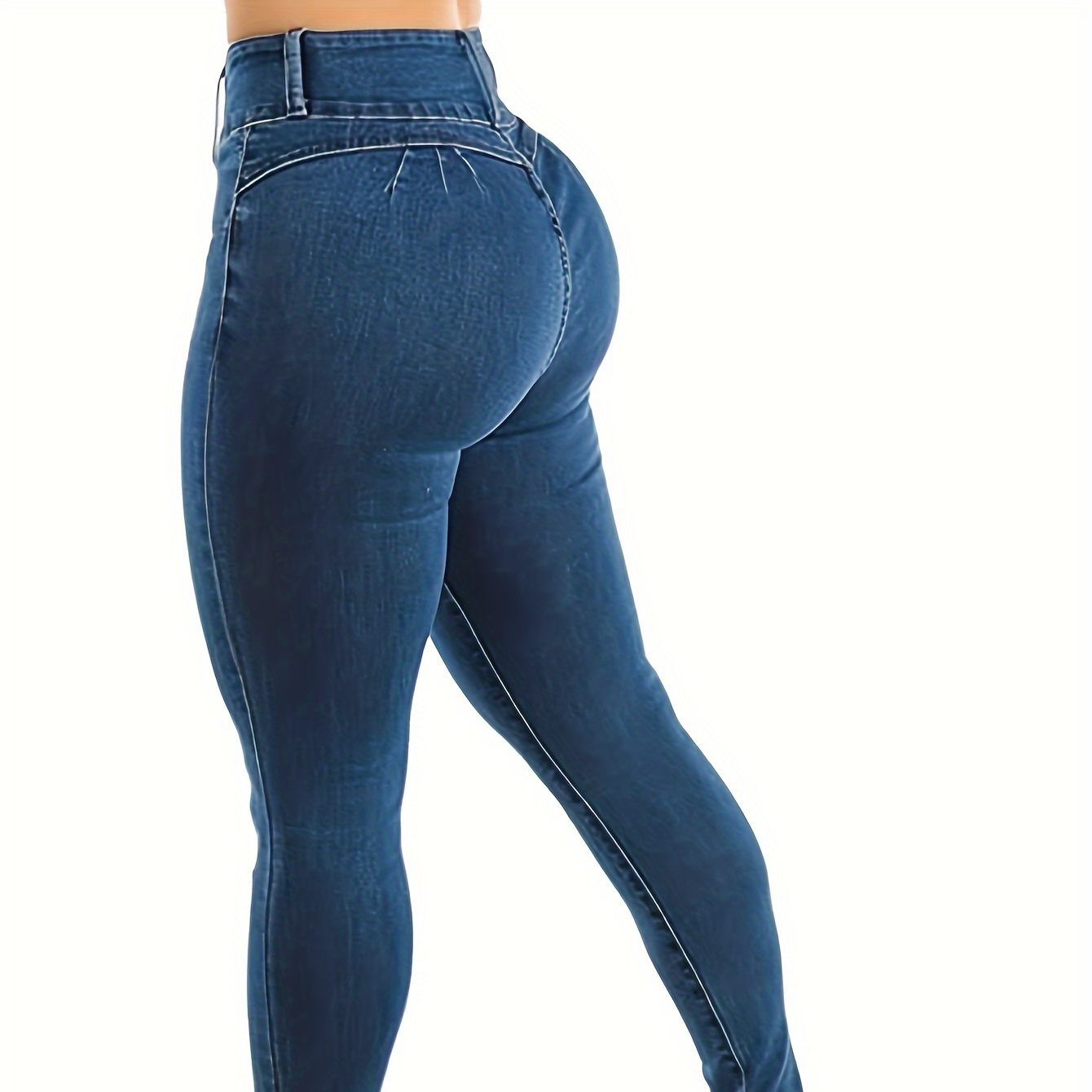 

Women's High-waist Skinny Jeans - Vintage Style, Stretch Denim With Butt Lift, Non-see-through, Wear