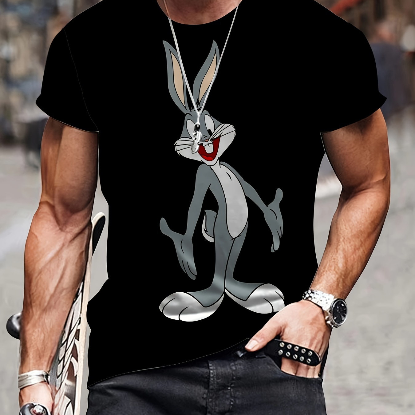 

Men's Summer Casual Short Sleeve T-shirt With 3d Digital Print, Breathable And Soft