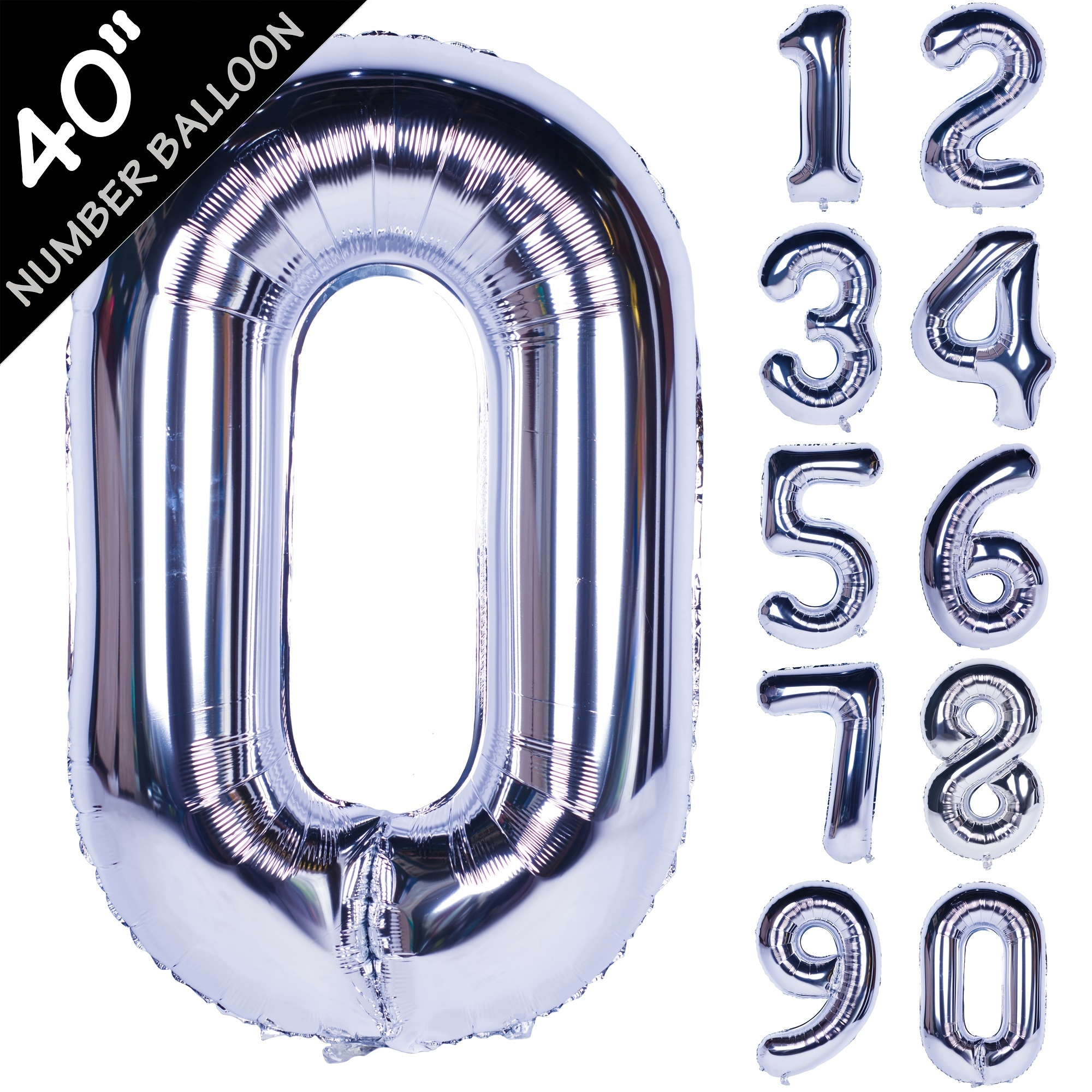 Números grandes 0-9 Decoraciones para fiestas de cumpleaños Lámina de helio  Mylar Globo de números grandes de números digitales 8 Gloria Globos de  papel de aluminio Mylar