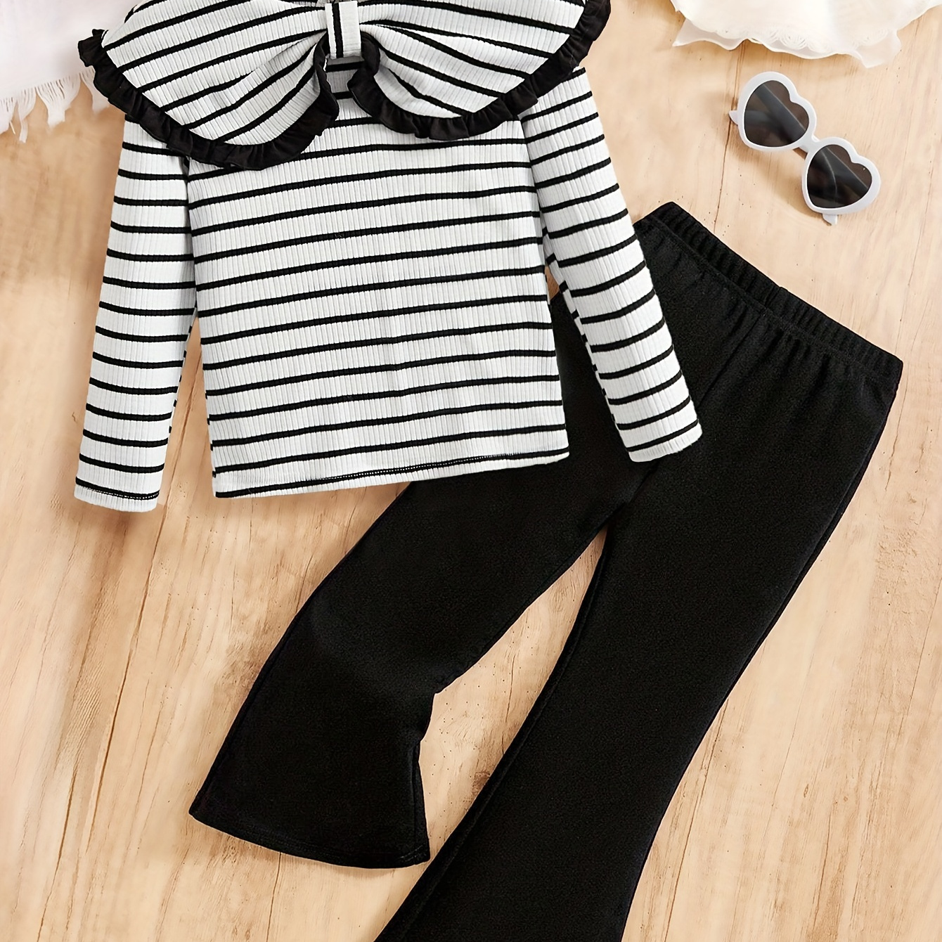 

2pcs/set, Striped Lapel Long Top + Trousers - /fall Clothes, Outfit,