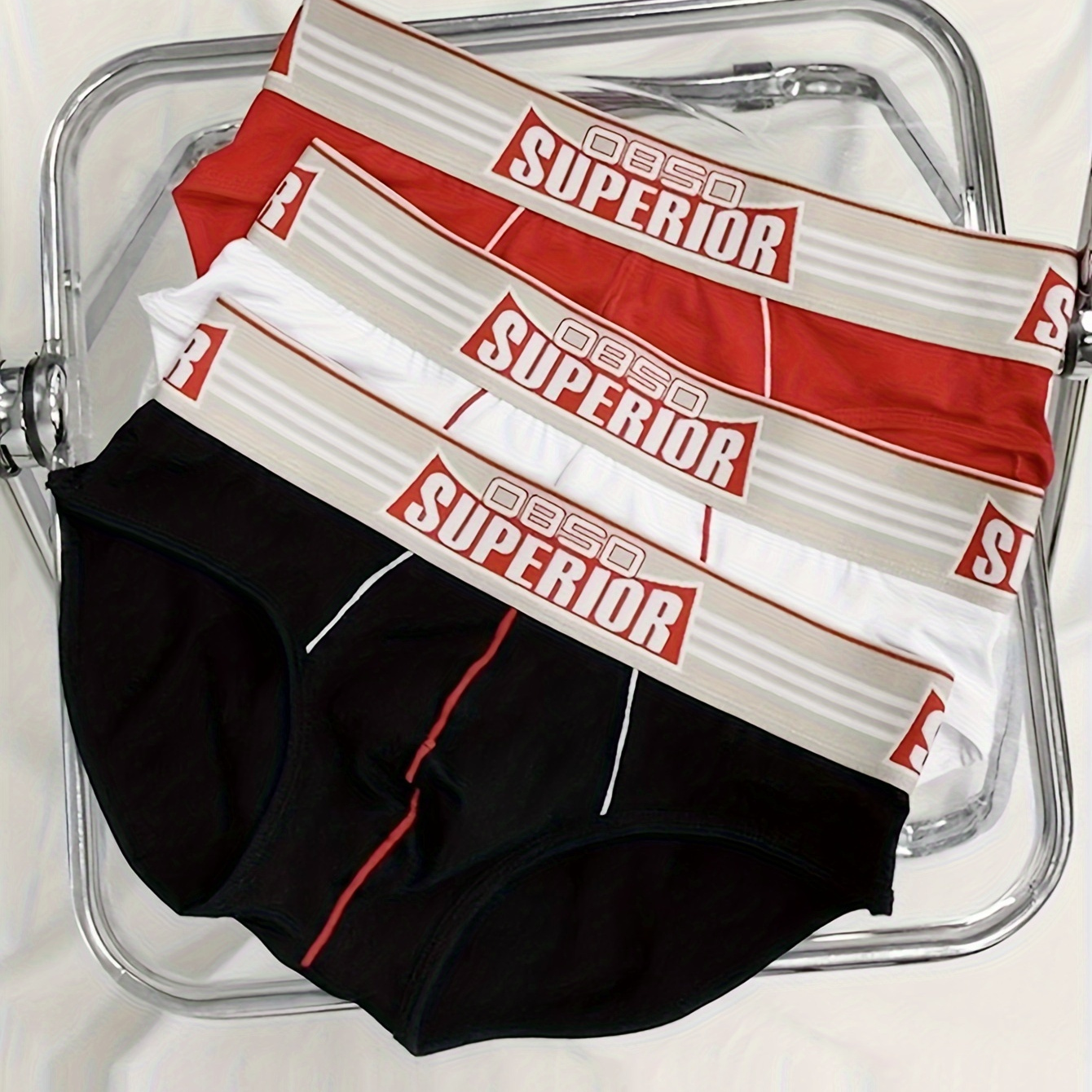 

3pcs Red+white+black Wide Belt Cotton Triangle Pants, Sexy, Low Waist, Fashionable, Sports, Comfortable, Breathable Men's Underwear, Soft, Breathable, Comfortable Cotton Underwear, Sports Underwear