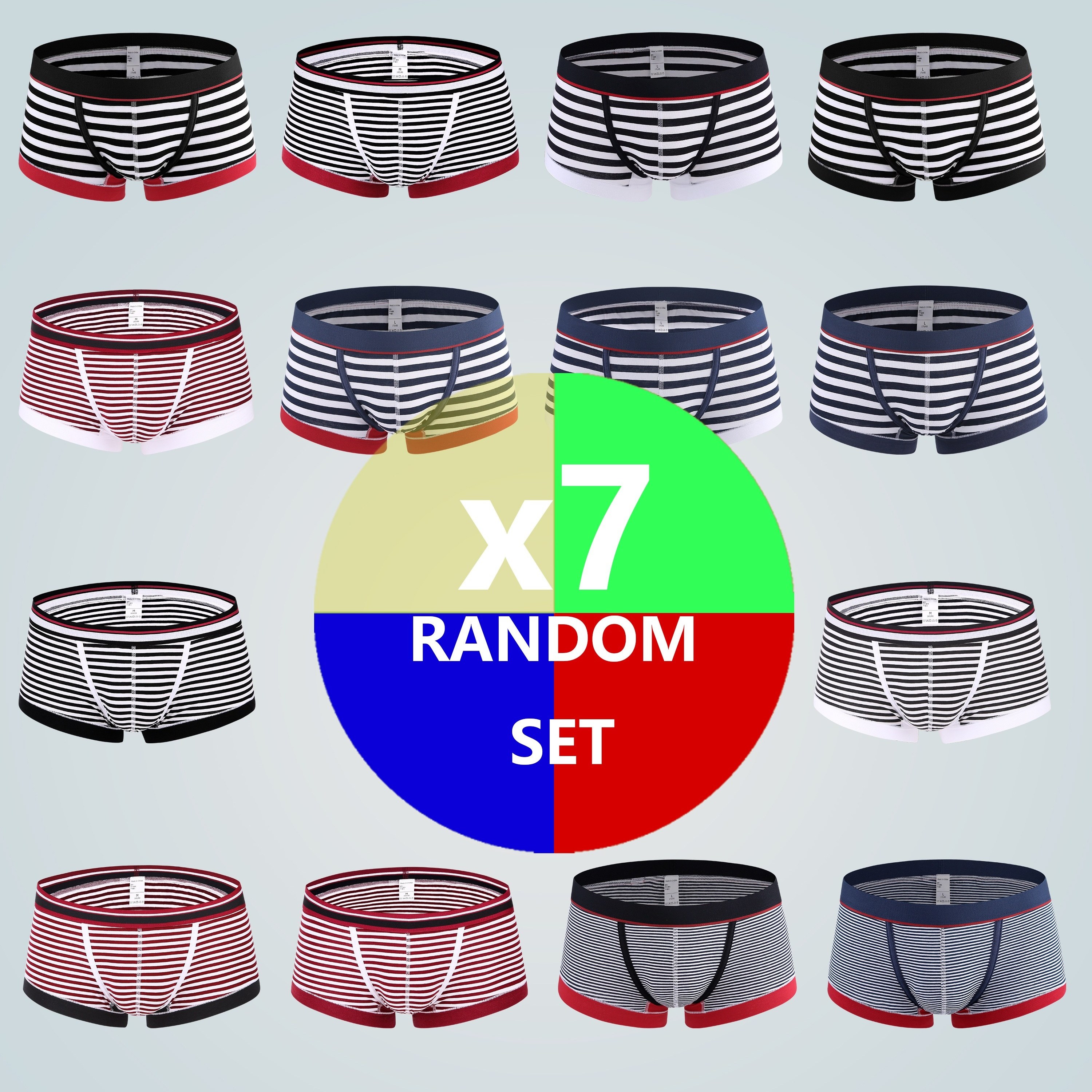

3/5/7pcs Random Style Men's Fashion Low Waist Striped Breathable Comfy Boxer Briefs Shorts, Cotton Underpants, Men's Underwear