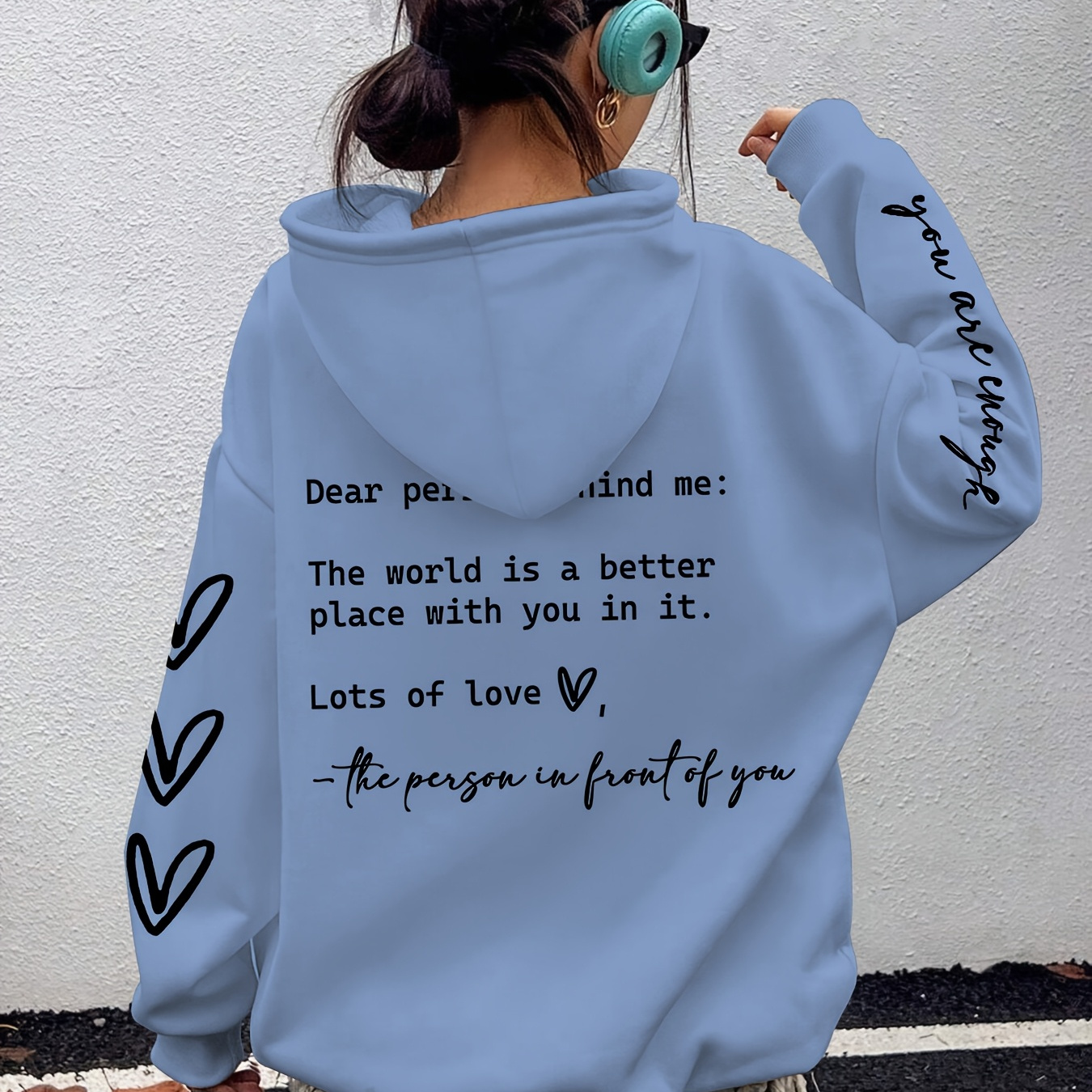 

Women's Cozy Letter Print Hoodie - Casual Long Sleeve With Drawstring, Fall & Winter
