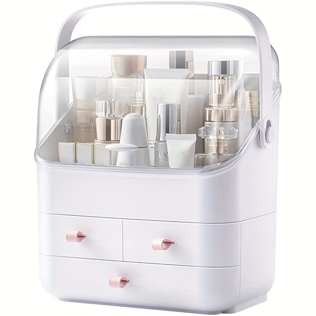 Large Capacity Make Up Organizer Dustproof Cosmetic Storage - Temu