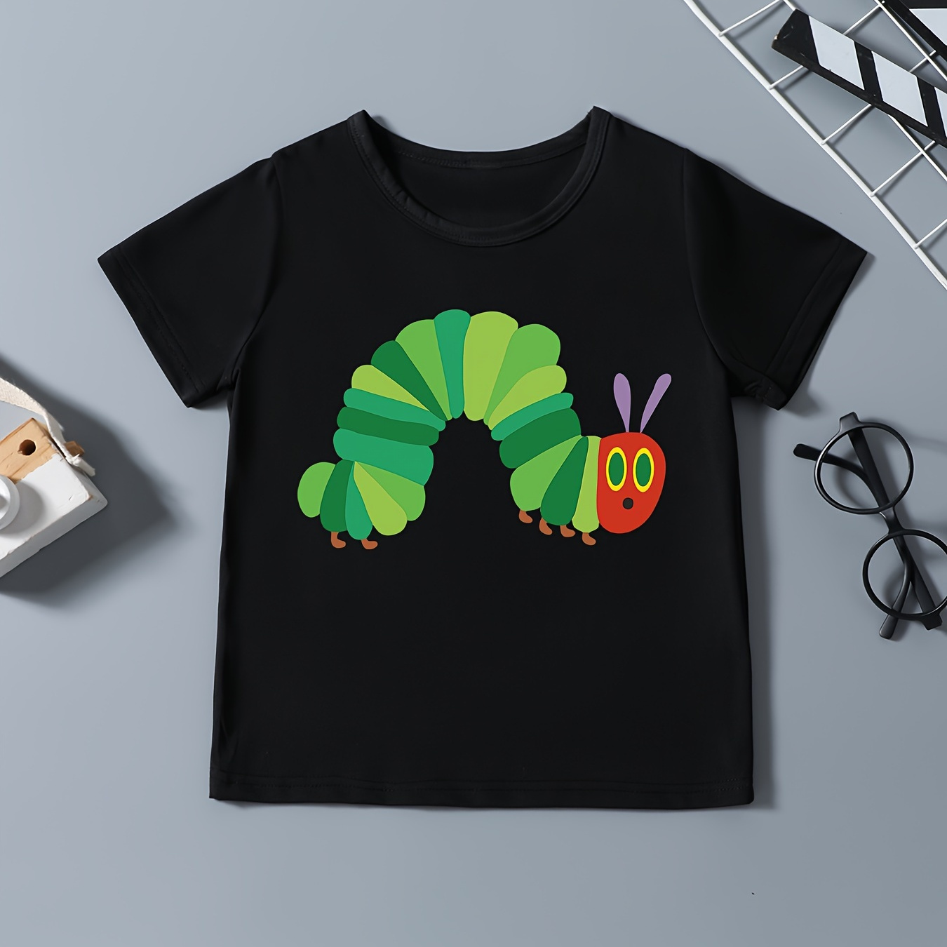 

Toddler Girls Boys Cartoon Caterpillar Print T-shirt, Casual Short Sleeve Top, Baby Clothing For Summer