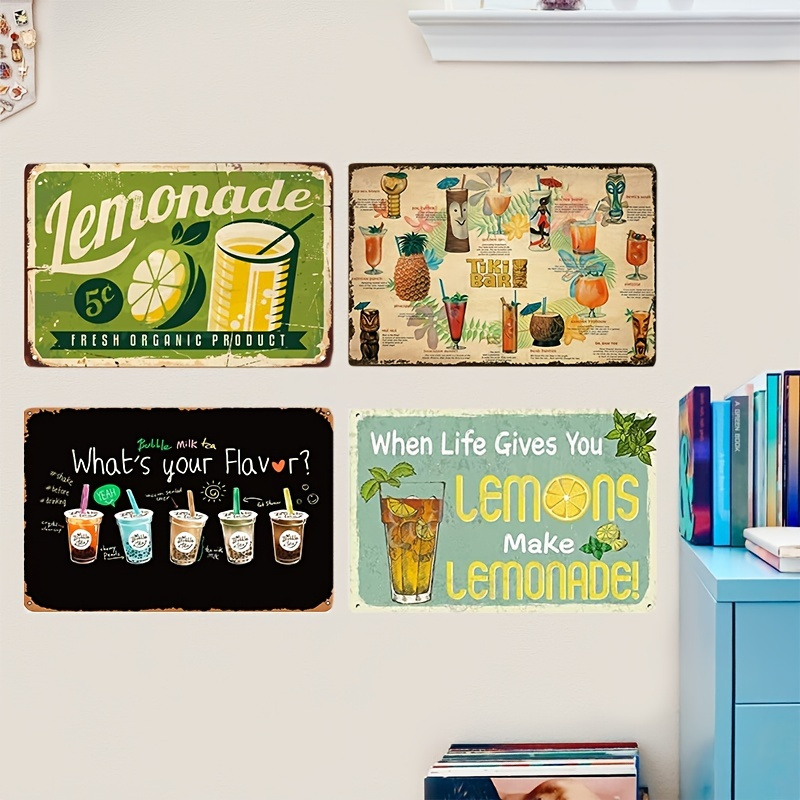 1pc Vintage Metal Poster Bar Summer Cocktail Menu Metal Tin Sign Retro