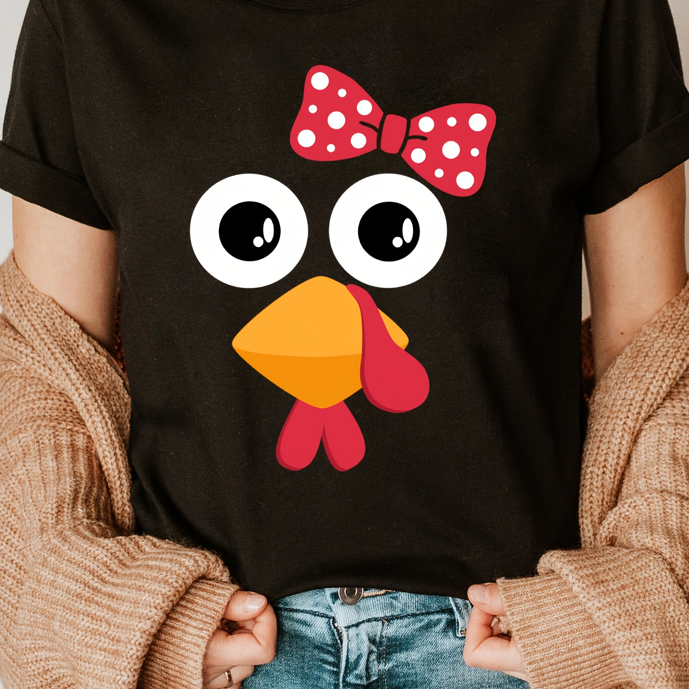 

Gift Print T-shirt, Short Sleeve Crew Neck Casual Top For Summer & Spring, Women's Clothing