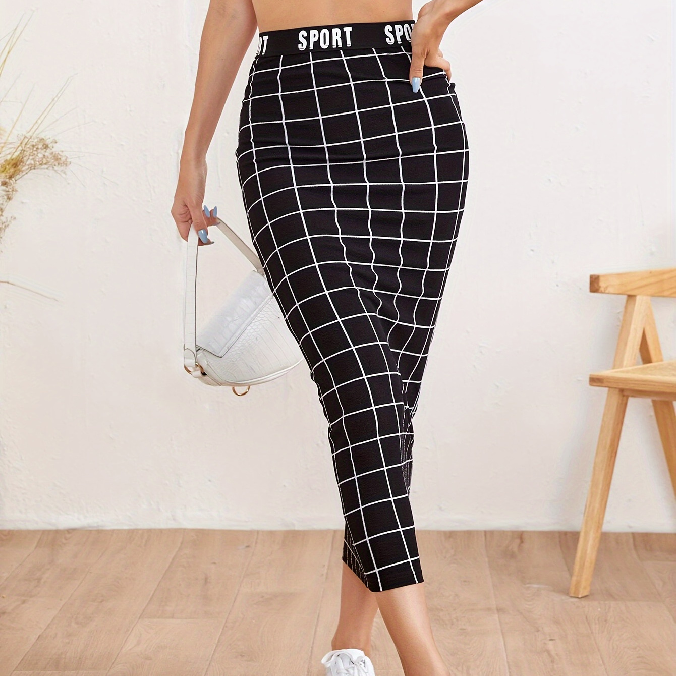 

Elegant Pencil Skirt For Women - High Waist, Stretchy Polyester, Machine Washable - Spring/summer/fall
