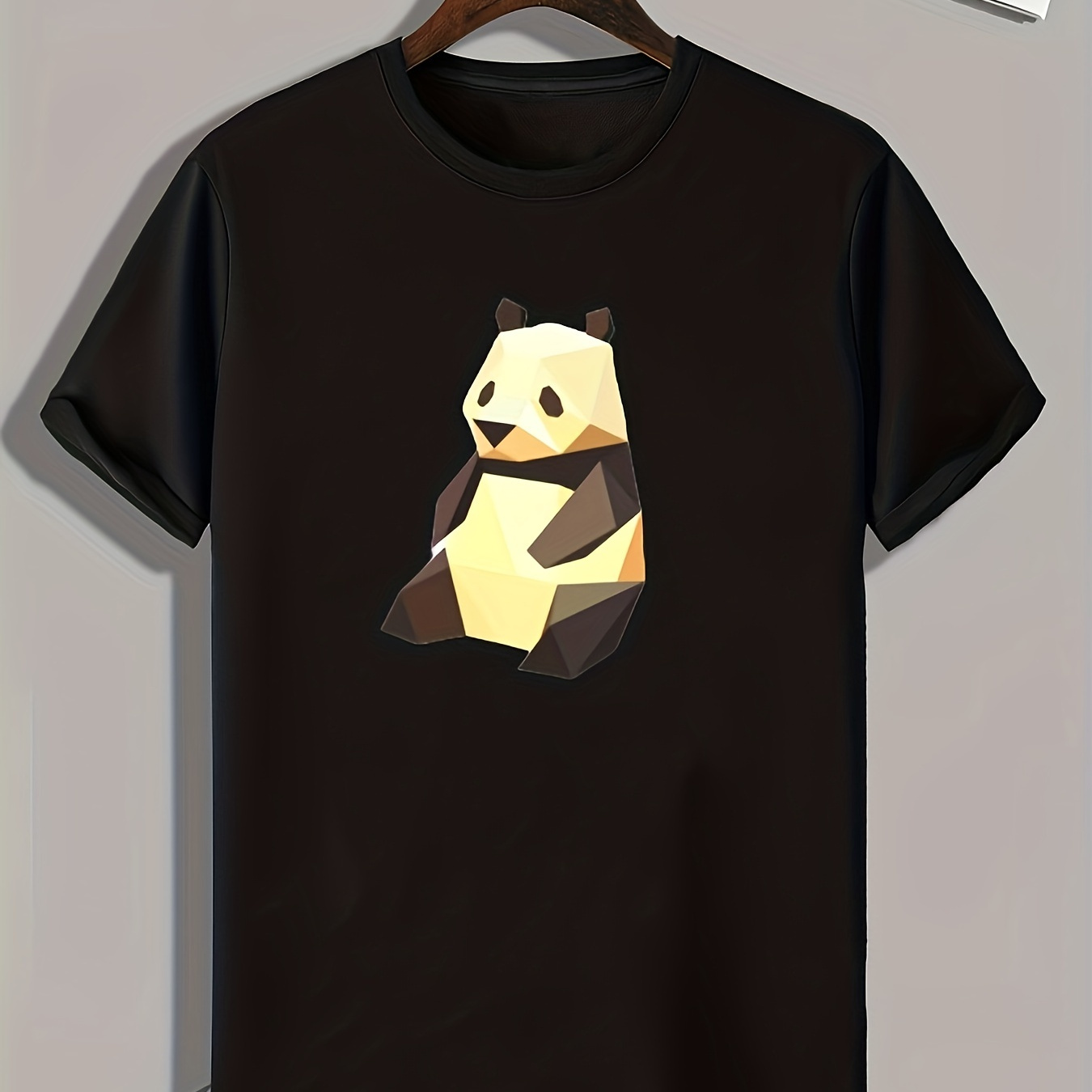 

Creative Panda Pattern Print, Men's Graphic T-shirt, Casual Comfy Tees For Summer, Mens Clothing