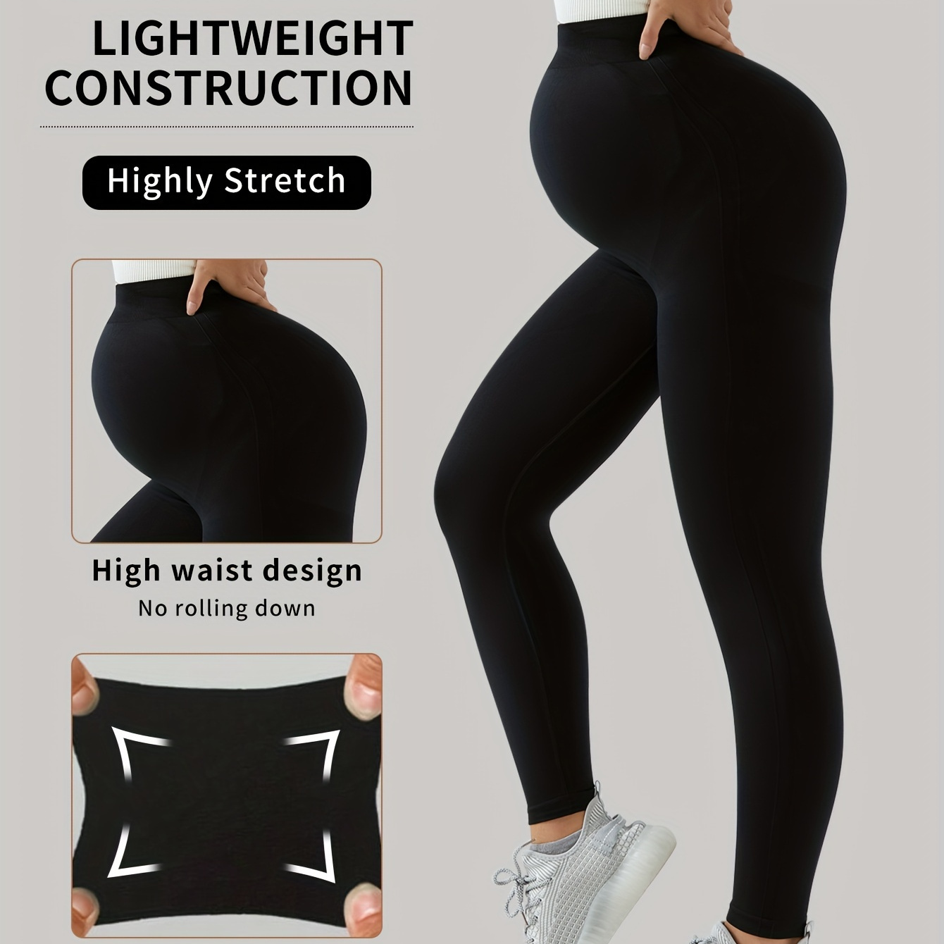 

Women's Maternity Solid Leggings, Fashion Casual Slim Fit Sports Yoga Highly Stretchy Pants For Fall Winter, Pregnant Women's Clothing