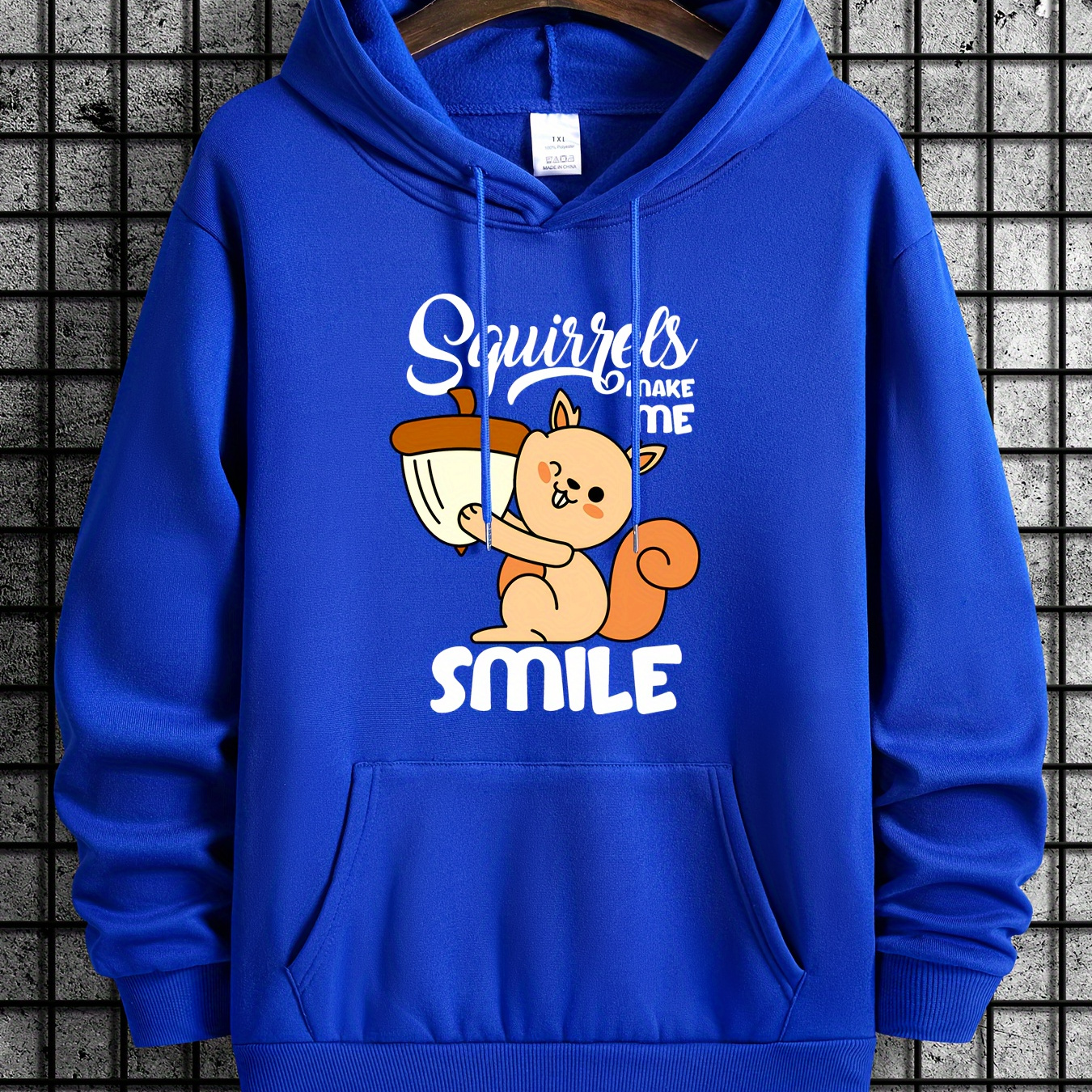 

Plus Size Men's Anime Squirrel Print Hoodies Fashion Casual Hooded Sweatshirt For Spring Fall Winter, Men's Clothing