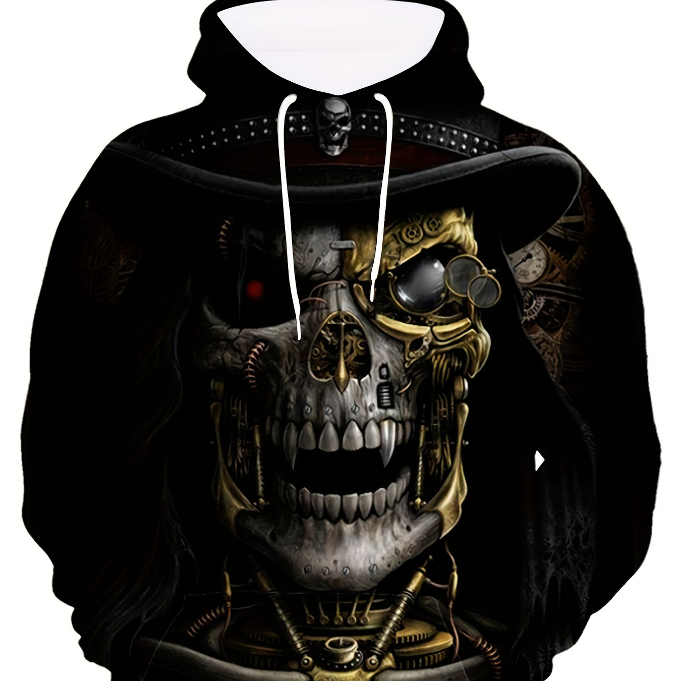 

Men's Stylish Skull Graphic Hoodie, Active Slightly Stretch Breathable 3d Print Hooded Shirt, Men's Clothing For Outdoor