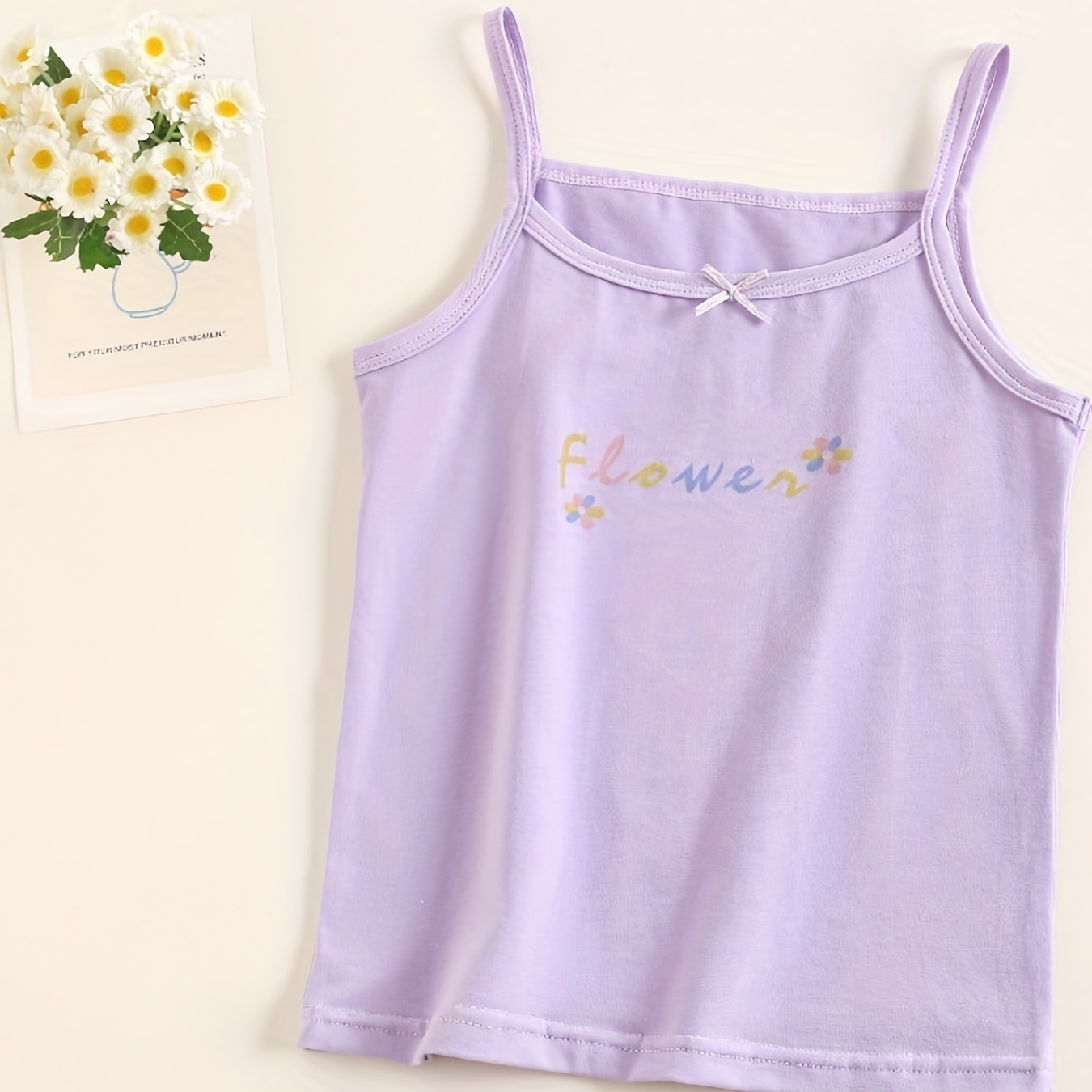 

Girl's Cotton Camisole, Cute Cartoon Pattern Comfy Soft Undershirts, Kids Clothes For Students Teens