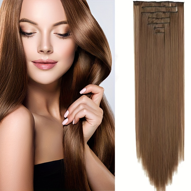 Long Curly Wavy Hair Extension 16 Clips High Temperature Synthetic