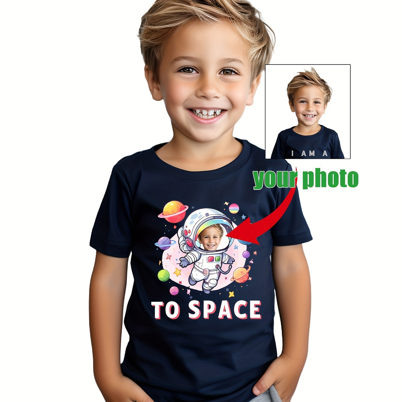 

T-shirt Personnalisé Imprimé TO SPACE Pour Garçon, Haut Décontracté À Manches Courtes, Tendance, Personnalisé Pour L'été