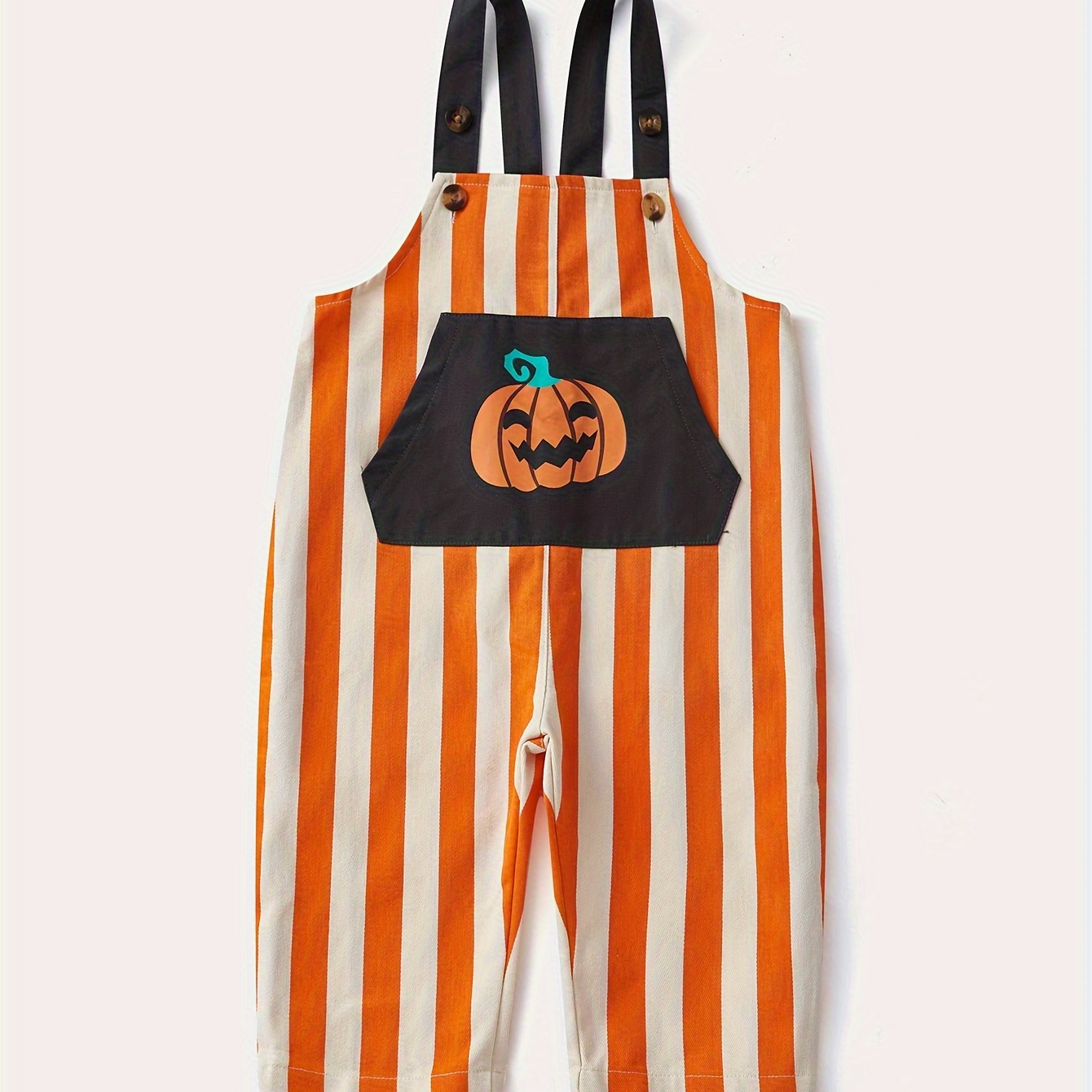 

Pumpkin Pattern Striped Overalls For Baby Boys