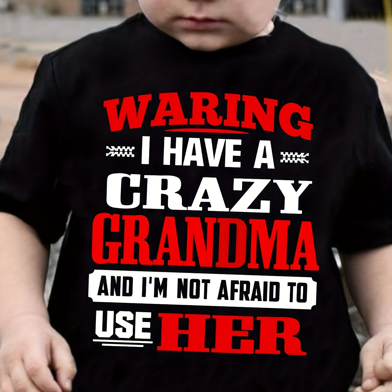 

I Have A Crazy Grandma Print Short Sleeve T-shirt For Boys, Casual Round Neck Comfy Summer Outdoor Clothes
