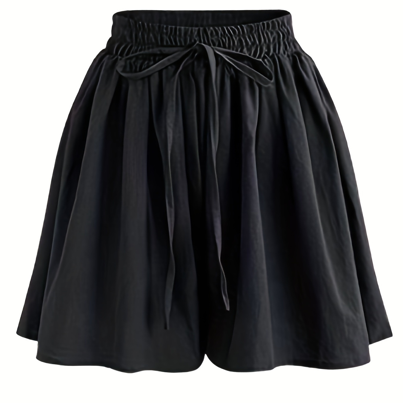 

Plus Size Basic Shorts, Women's Plus Plain Drawstring Slight Stretch Casual Shorts