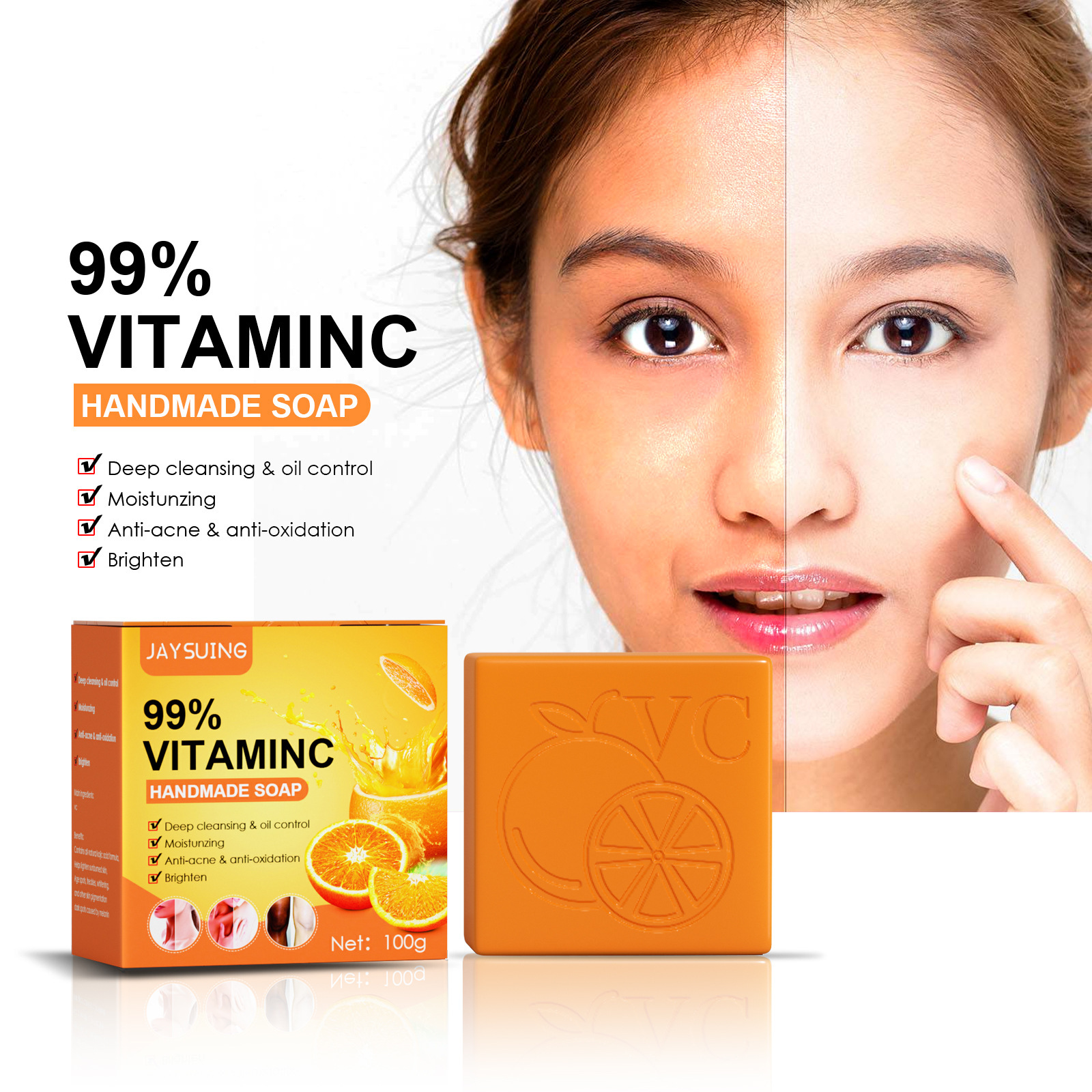 1pc Vc Skin Beauty Soap Joint Elbow Melanin Skin Brightening Whitening