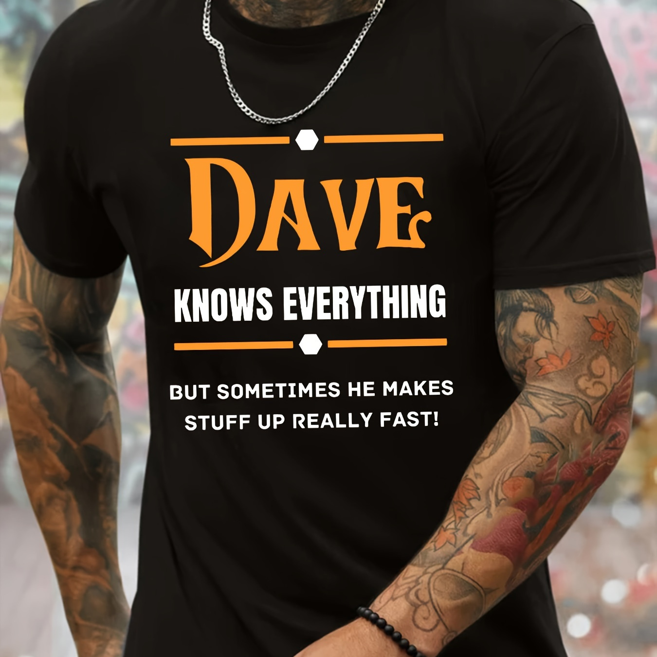 

Dave... Print Tees For Men, Casual Quick Drying Breathable T-shirt, Short Sleeve T-shirt For Running Training, Spring And Summer