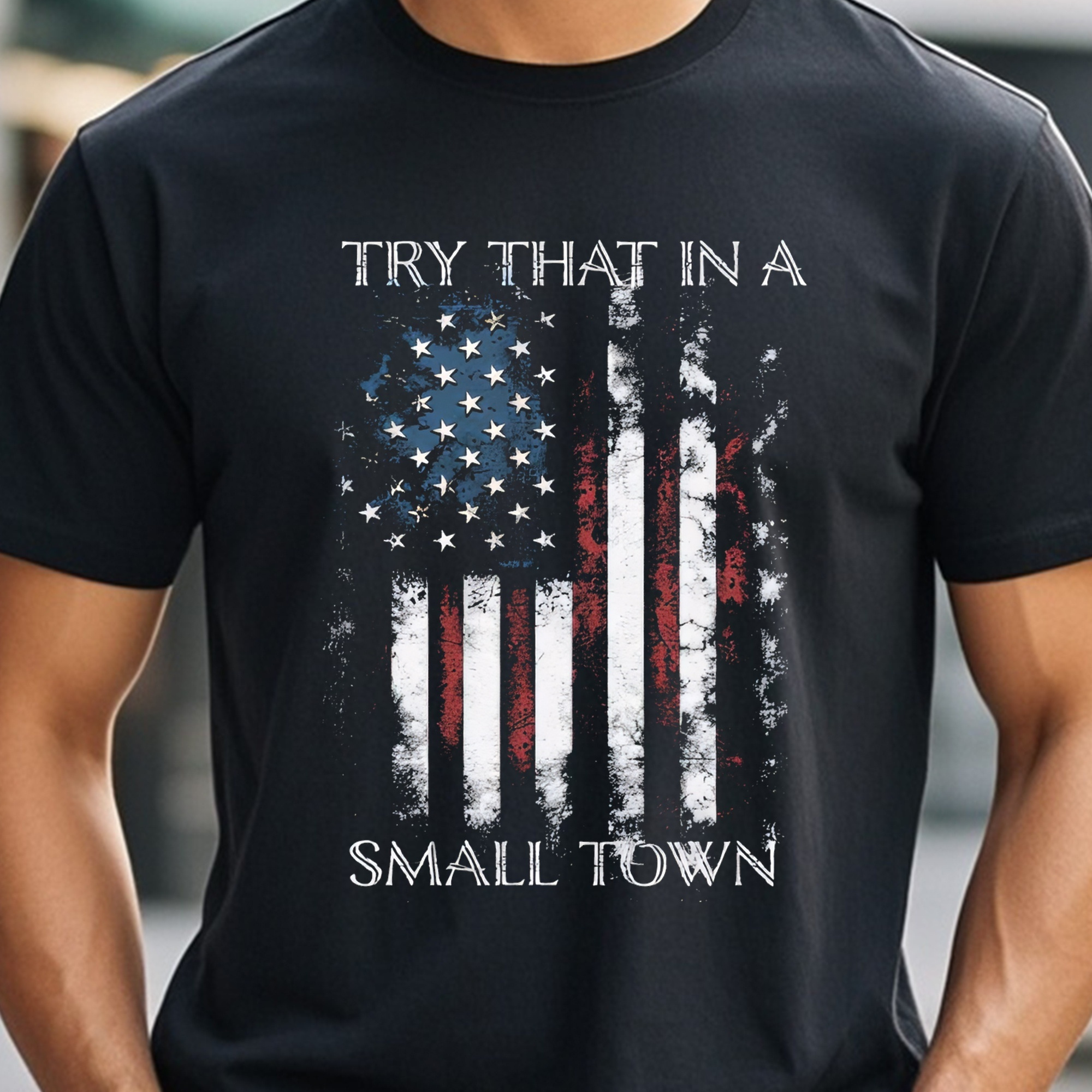 

Try That In A Small Town, Men's Graphic T Shirts, 100% Cotton Crew Neck, Funny, Casual Summer Tee, Breathable, , Ideal For Running,