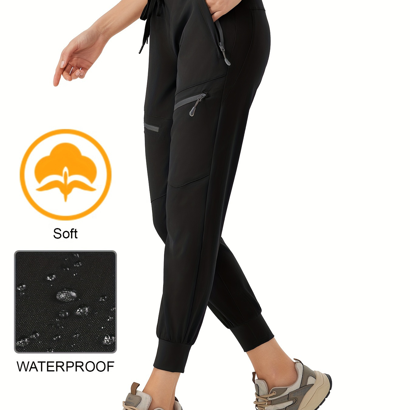 

Women's Joggers Lightweight Hiking Pants Quick Dry Workout Running Casual Wear Travel Athletic 5 Zipper Pockets