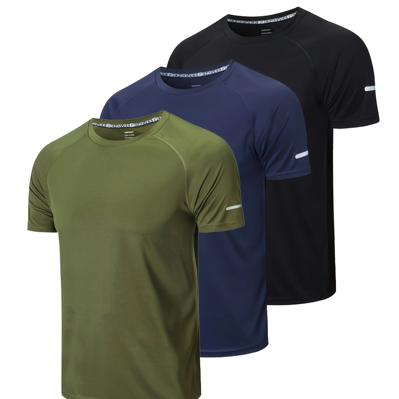 

3pcs Quick Drying Sports T-shirt, Chic Stretch Crew Neck Tee Shirt For Summer Fitness