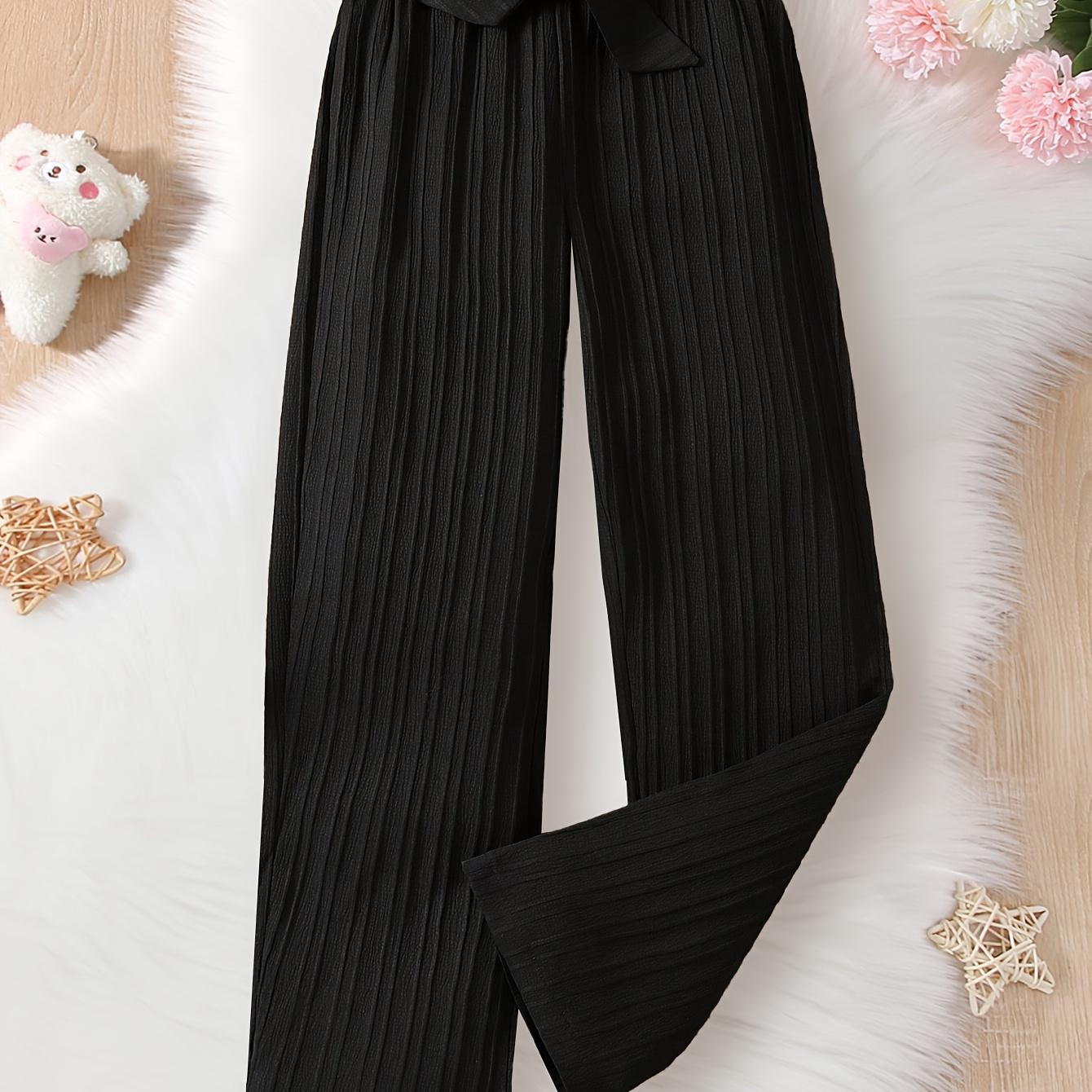 

Casual Girls High Rise Breathable Loose Wide Leg Pants Summer Fashion Trousers, Fluid Pants