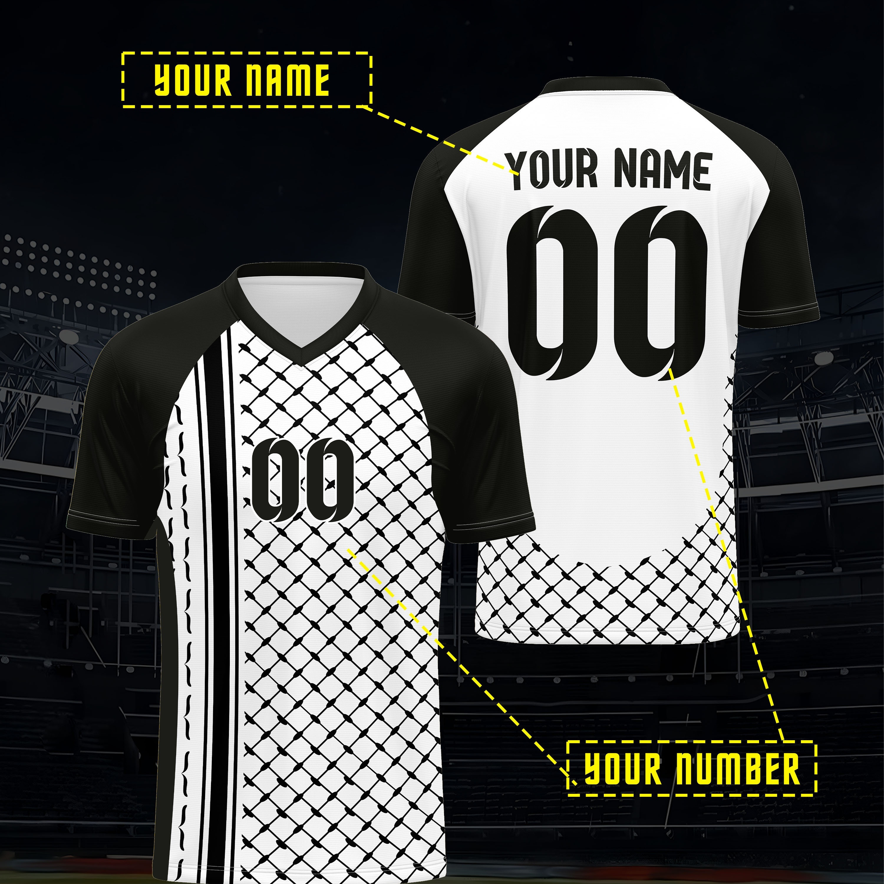 

Jersey - V-, & Fit Personalized & For And