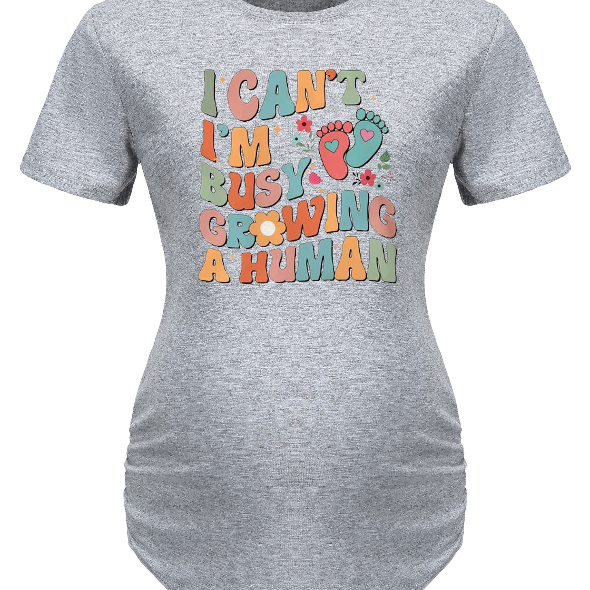 

Funny 'i , Growing A Human' Maternity T-shirt - Summer Tee For Expectant Moms, Short Sleeve, Pregnancy Announcement