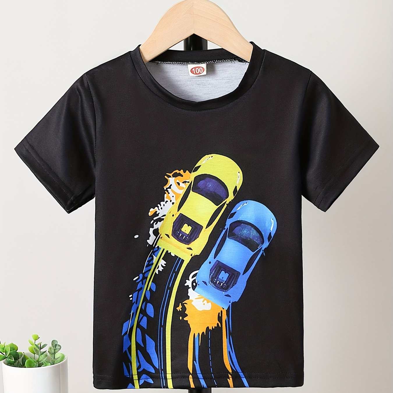

Boys Racing Cars T-shirt Tee Top Short Sleeves Crew Neck Summer Casual Clothes
