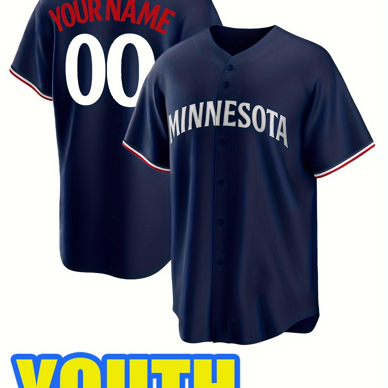 

Customized Boys Breathable Personalized Name And Number Baseball Jersey, Athletic Stretch Short Sleeves Baseball Shirt For Training Competition