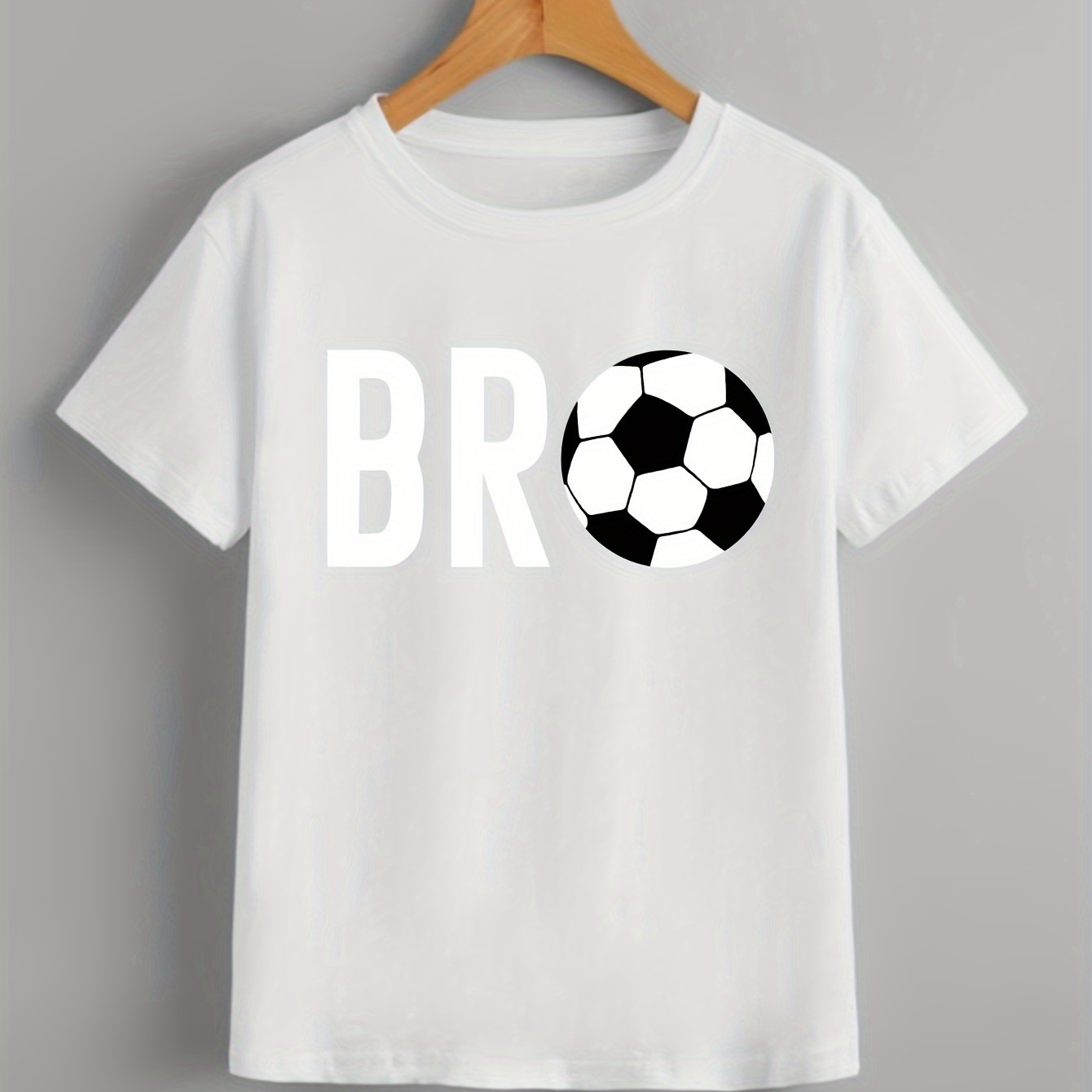 

Soccer Bro Print Boy's Casual T-shirt, Vibrant Comfortable Short Sleeve Top, Boys Summer Clothing