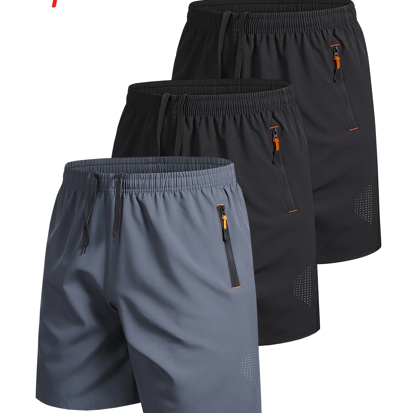 Shorts deportivos casuales de 3 piezas para hombre para exteriores, de color liso con b...
